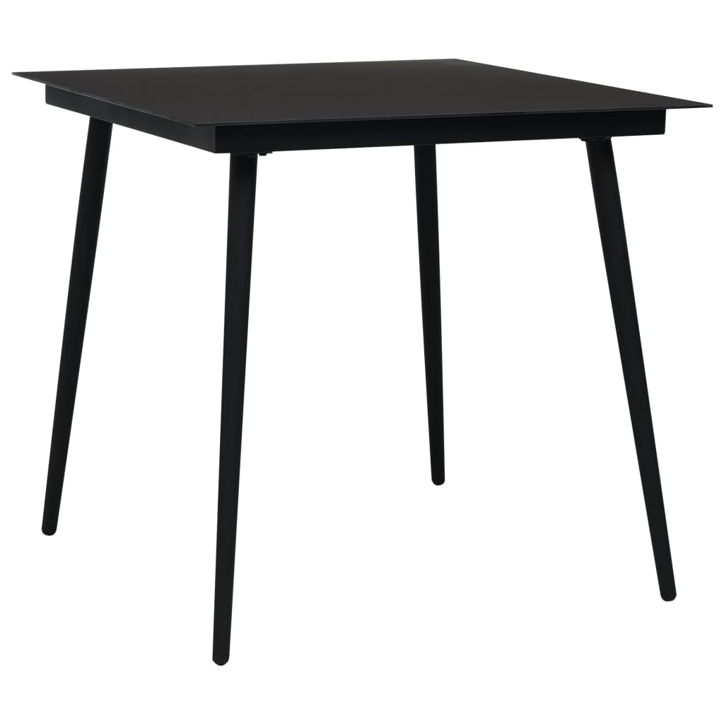 Dining Set | Black | Glass, Powder-Coated Steel, PVC Hollow Rattan