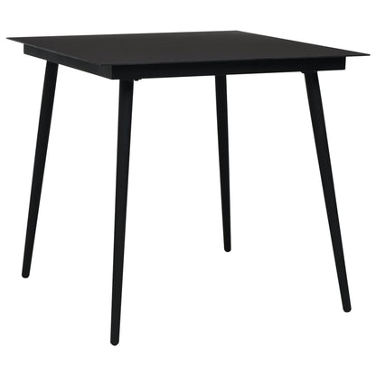 Dining Set | Black | Glass, Powder-Coated Steel, PVC Hollow Rattan