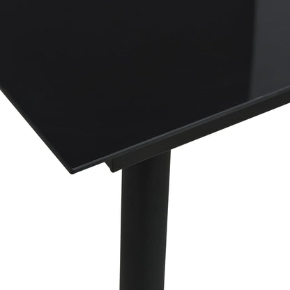 Dining Set | Black | Glass, Powder-Coated Steel, PVC Hollow Rattan