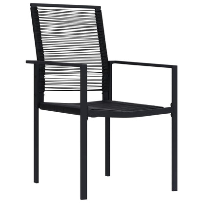 Dining Set | Black | Glass, Powder-Coated Steel, PVC Hollow Rattan