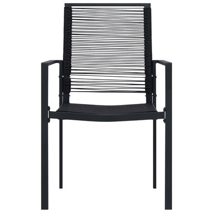 Dining Set | Black | Glass, Powder-Coated Steel, PVC Hollow Rattan