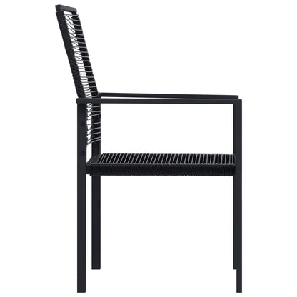 Dining Set | Black | Glass, Powder-Coated Steel, PVC Hollow Rattan