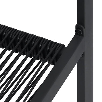 Dining Set | Black | Glass, Powder-Coated Steel, PVC Hollow Rattan