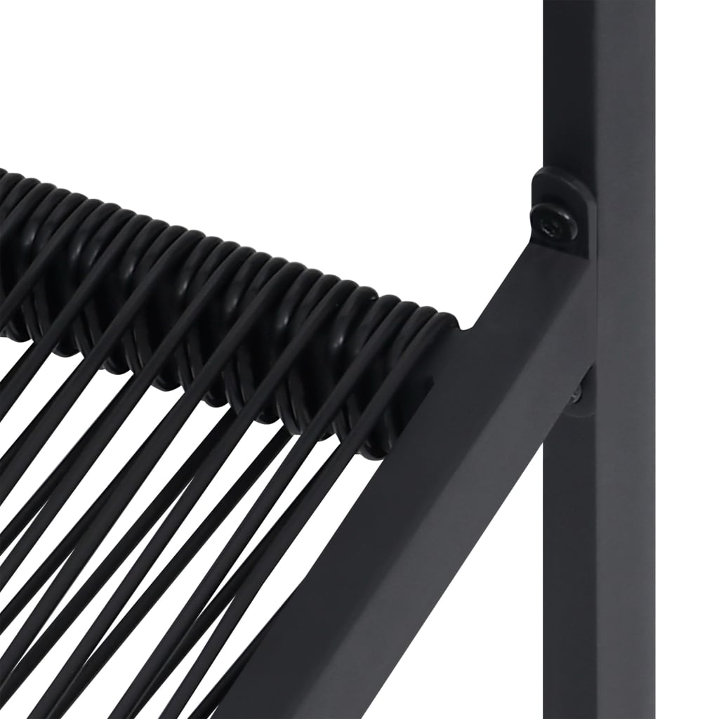Dining Set | Black | Powder-Coated Steel, PVC Hollow Rattan, Glass