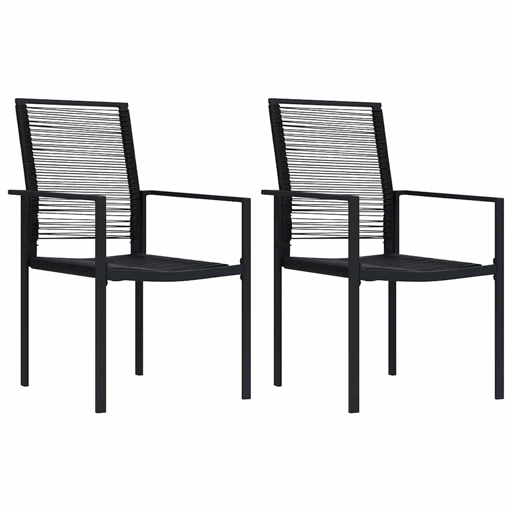 Dining Set | Black | Glass, Powder-coated steel, PVC hollow rattan