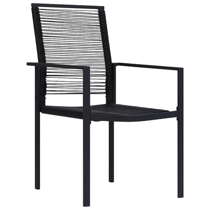 Dining Set | Black | Glass, Powder-coated steel, PVC hollow rattan