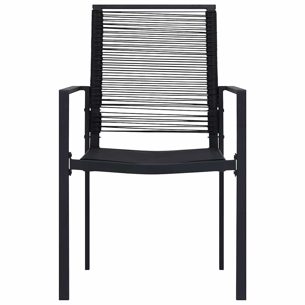Dining Set | Black | Glass, Powder-coated steel, PVC hollow rattan