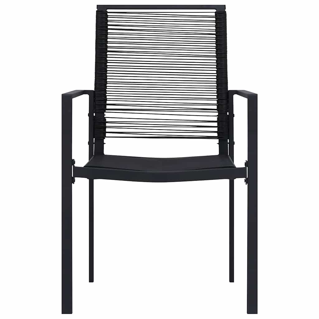 Dining Set | Black | Glass, Powder-coated steel, PVC hollow rattan