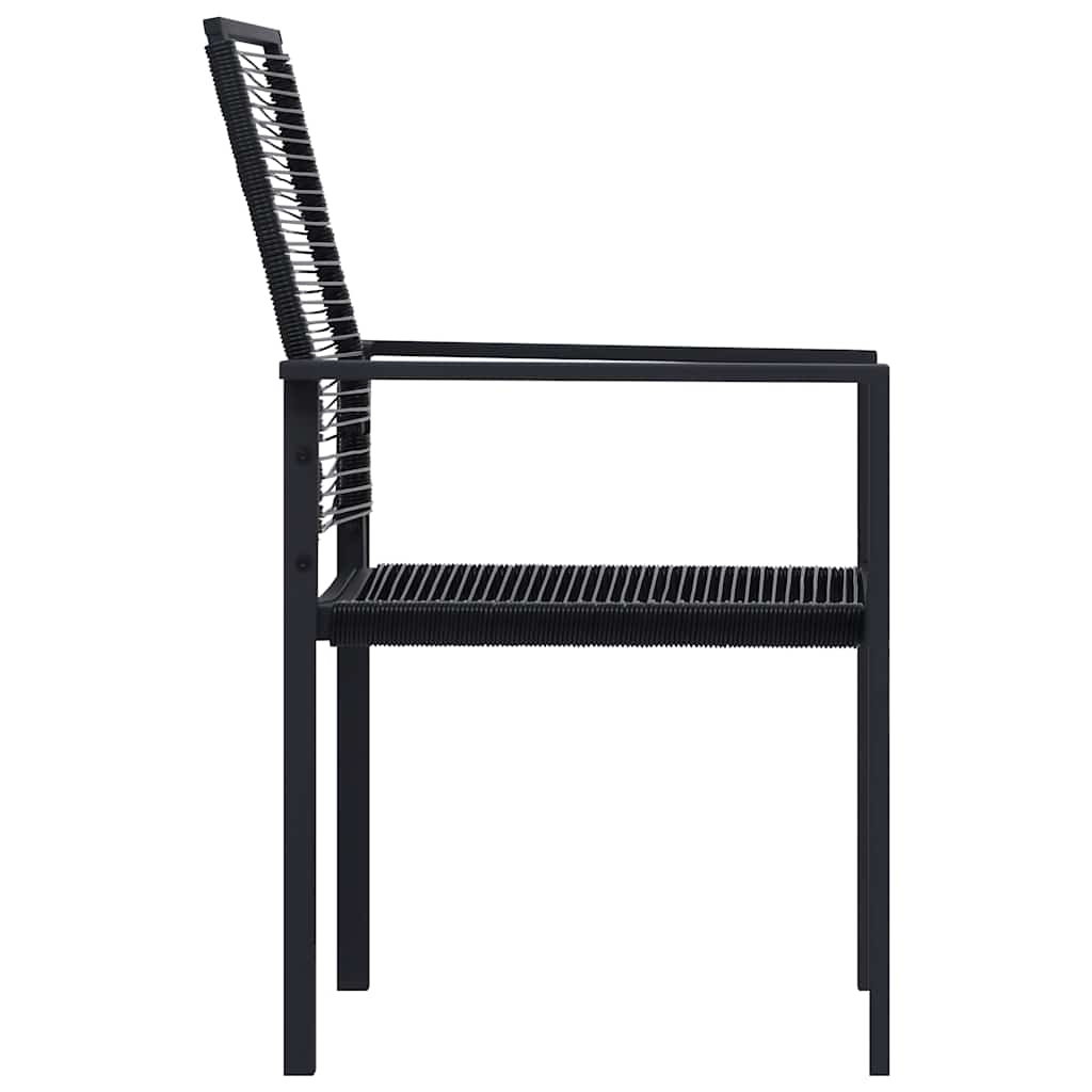 Dining Set | Black | Glass, Powder-coated steel, PVC hollow rattan