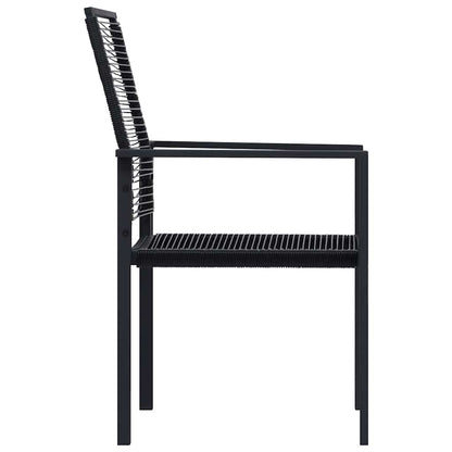 Dining Set | Black | Glass, Powder-coated steel, PVC hollow rattan