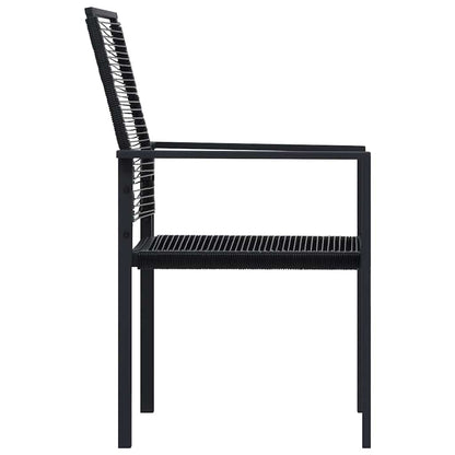 Dining Set | Black | Glass, Powder-coated steel, PVC hollow rattan