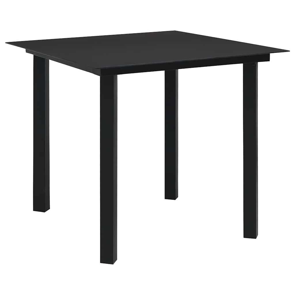 Dining Set | Black | Glass, Powder-coated steel, PVC hollow rattan