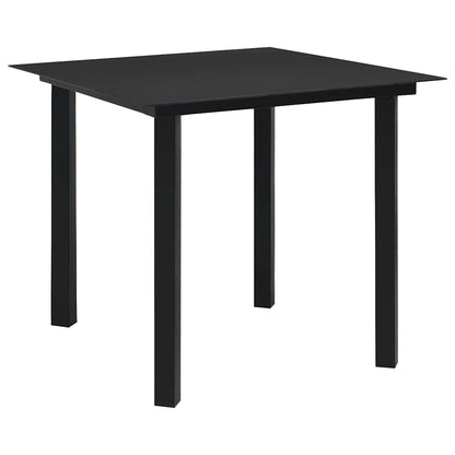 Dining Set | Black | Glass, Powder-coated steel, PVC hollow rattan