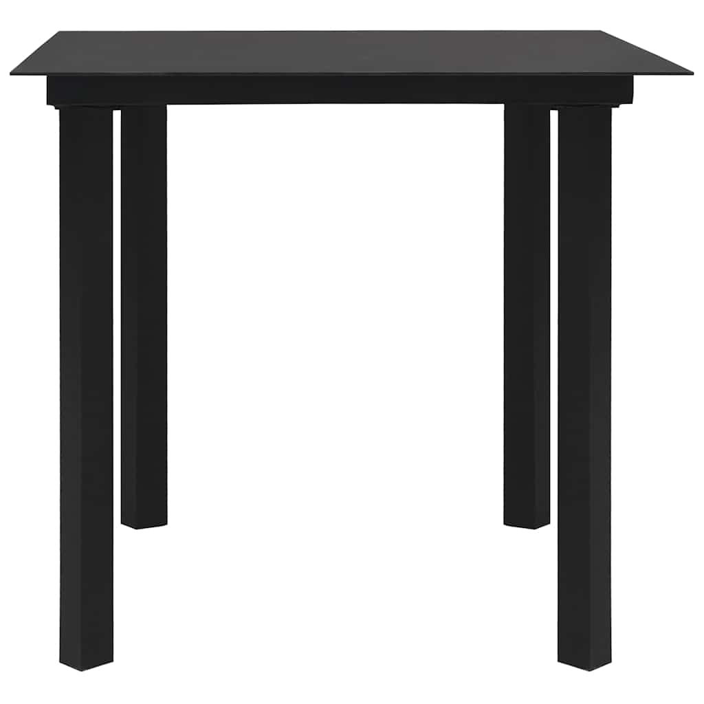 Dining Set | Black | Glass, Powder-coated steel, PVC hollow rattan