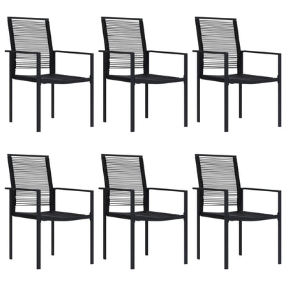 Dining Set | Black | Glass, Powder-Coated Steel, PVC Rattan | 7-piece set