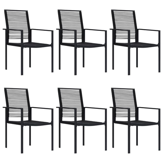 Dining Set | Black | Glass, Powder-Coated Steel, PVC Rattan | 7-piece set