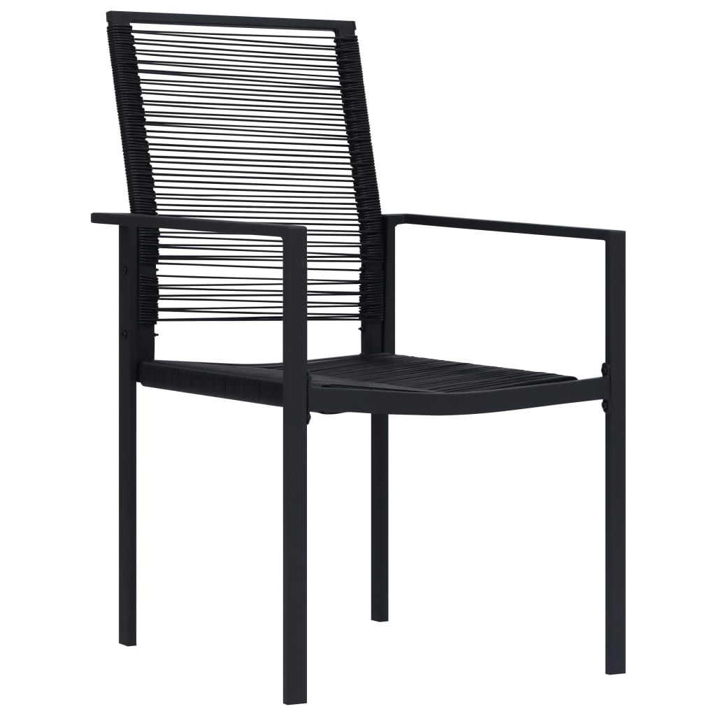 Dining Set | Black | Glass, Powder-Coated Steel, PVC Rattan | 7-piece set