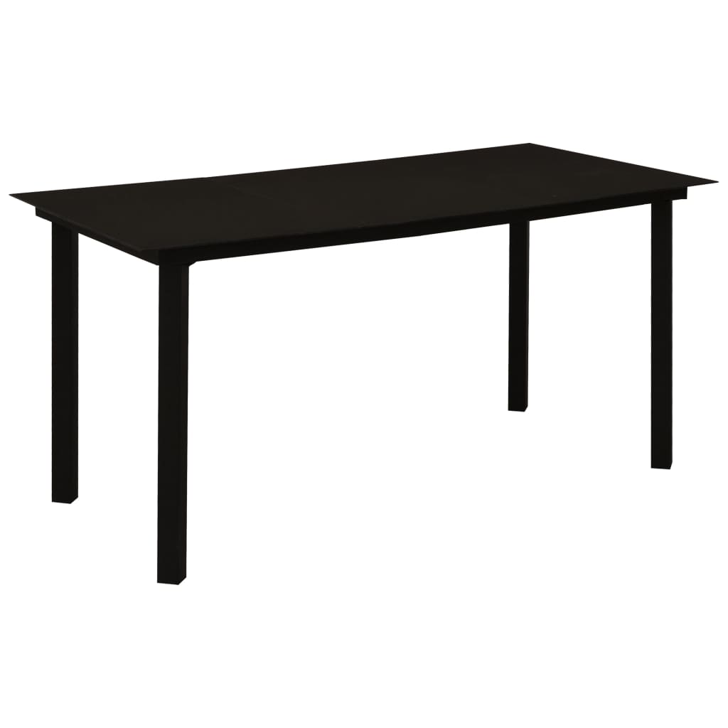 Dining Set | Black | Glass, Powder-Coated Steel, PVC Rattan | 7-piece set