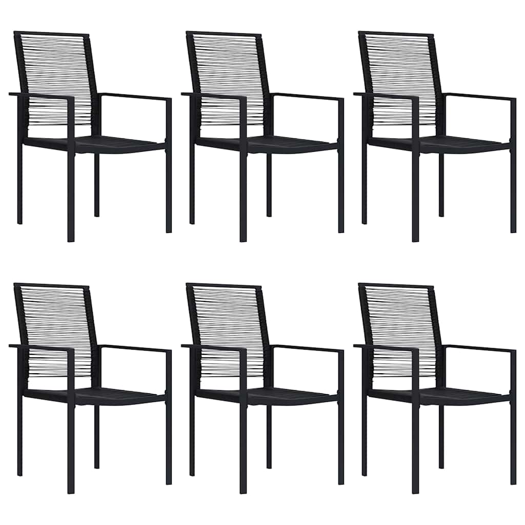 Dining Set | Black | Glass, Powder-Coated Steel, PVC Hollow Rattan