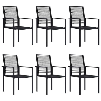 Dining Set | Black | Glass, Powder-Coated Steel, PVC Hollow Rattan