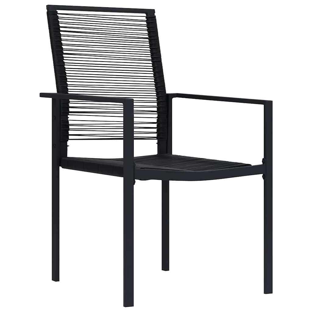Dining Set | Black | Glass, Powder-Coated Steel, PVC Hollow Rattan