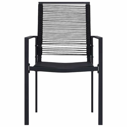 Dining Set | Black | Glass, Powder-Coated Steel, PVC Hollow Rattan