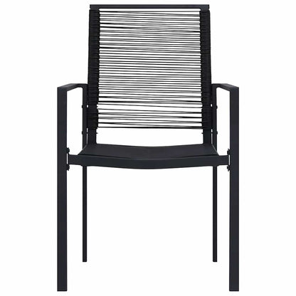 Dining Set | Black | Glass, Powder-Coated Steel, PVC Hollow Rattan