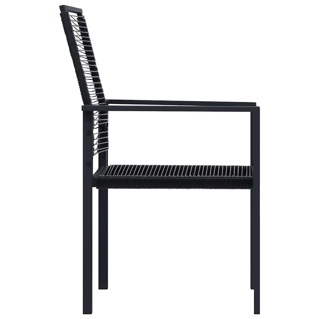 Dining Set | Black | Glass, Powder-Coated Steel, PVC Hollow Rattan
