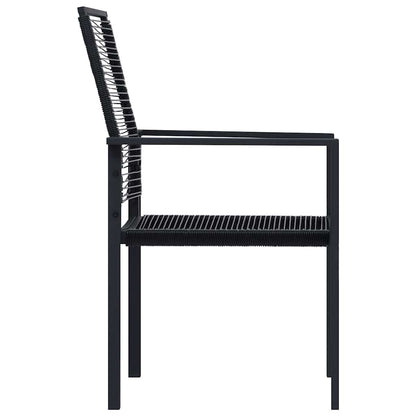 Dining Set | Black | Glass, Powder-Coated Steel, PVC Hollow Rattan