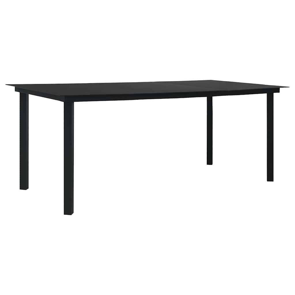 Dining Set | Black | Glass, Powder-Coated Steel, PVC Hollow Rattan