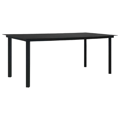 Dining Set | Black | Glass, Powder-Coated Steel, PVC Hollow Rattan