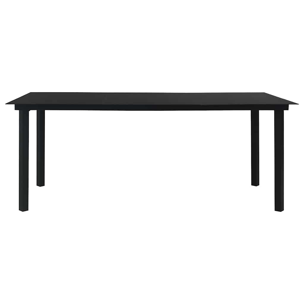 Dining Set | Black | Glass, Powder-Coated Steel, PVC Hollow Rattan