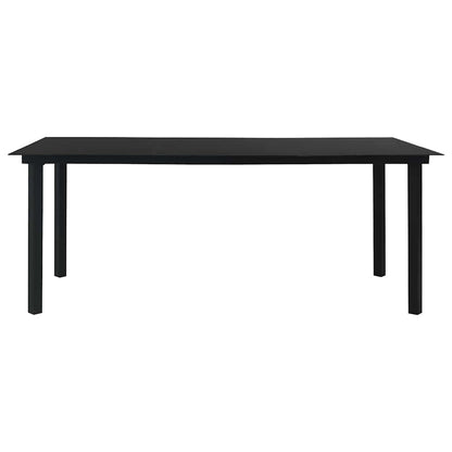 Dining Set | Black | Glass, Powder-Coated Steel, PVC Hollow Rattan