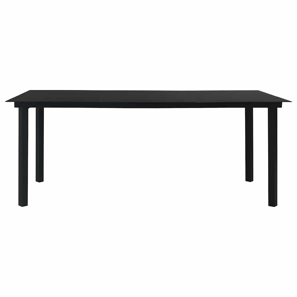 Dining Set | Black | Glass, Powder-Coated Steel, PVC Hollow Rattan