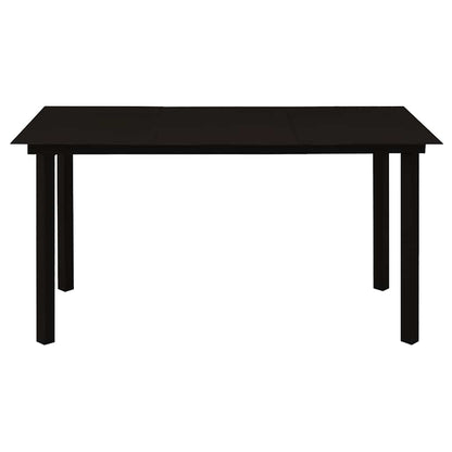 7 Piece Garden Dining Set Black PVC Rattan