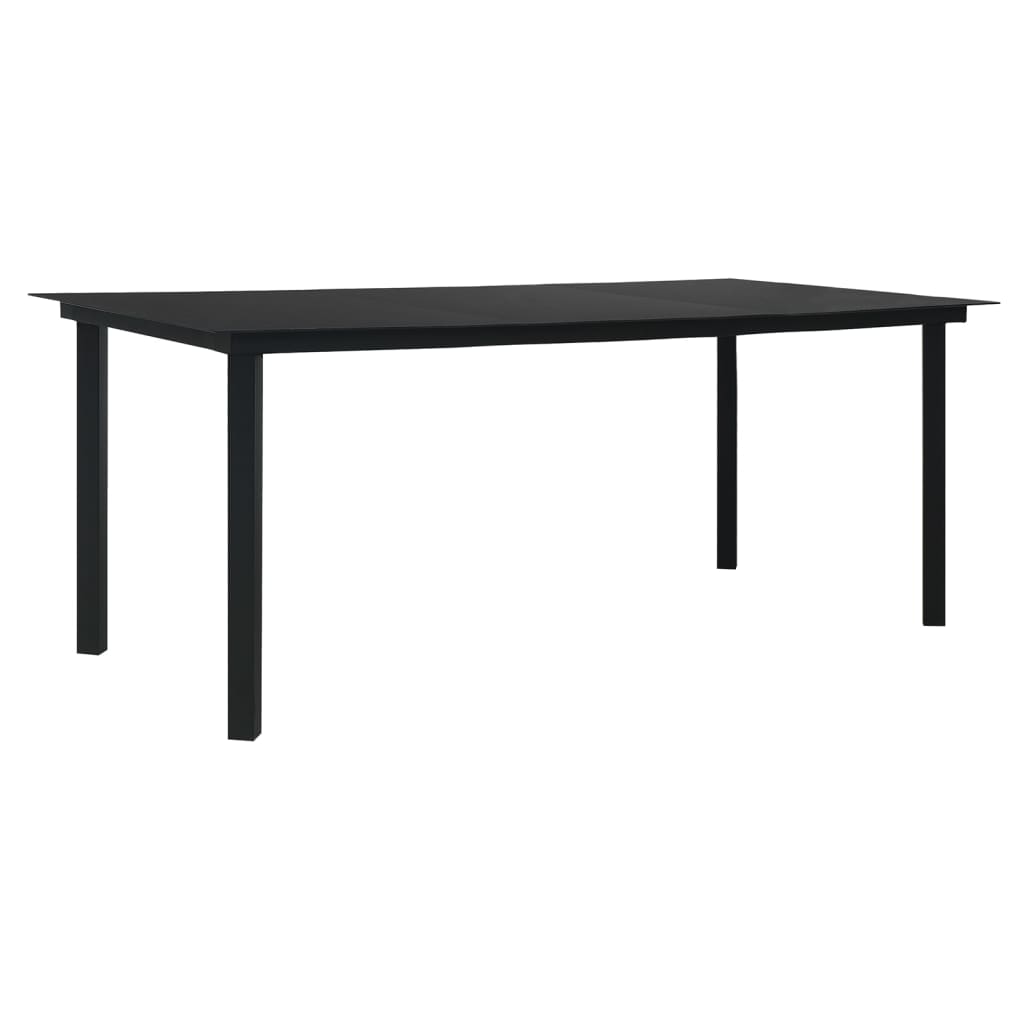 9 Piece Garden Dining Set Black PVC Rattan