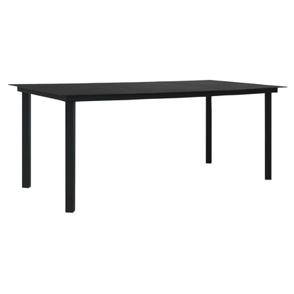 9 Piece Garden Dining Set Black PVC Rattan