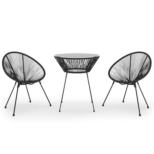 3 Piece Outdoor Dining Set PVC Rattan Black