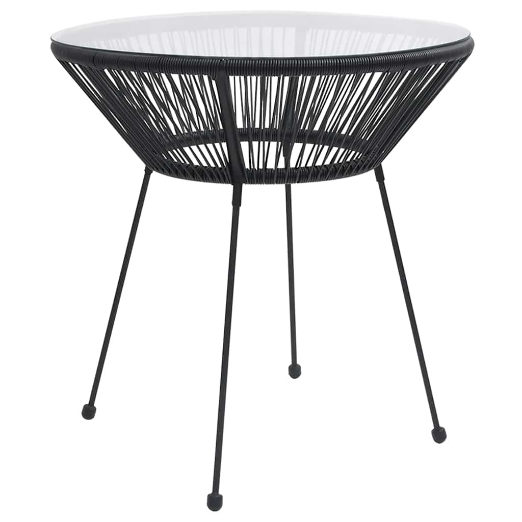 3 Piece Outdoor Dining Set PVC Rattan Black