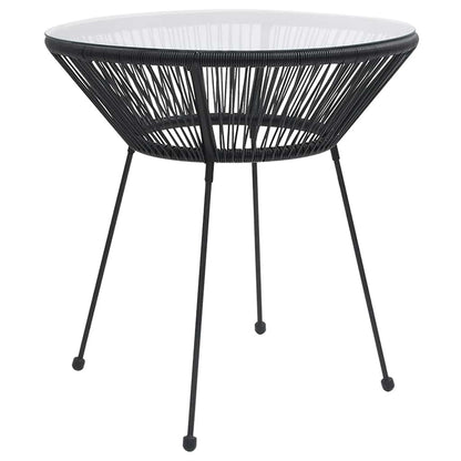 3 Piece Outdoor Dining Set PVC Rattan Black