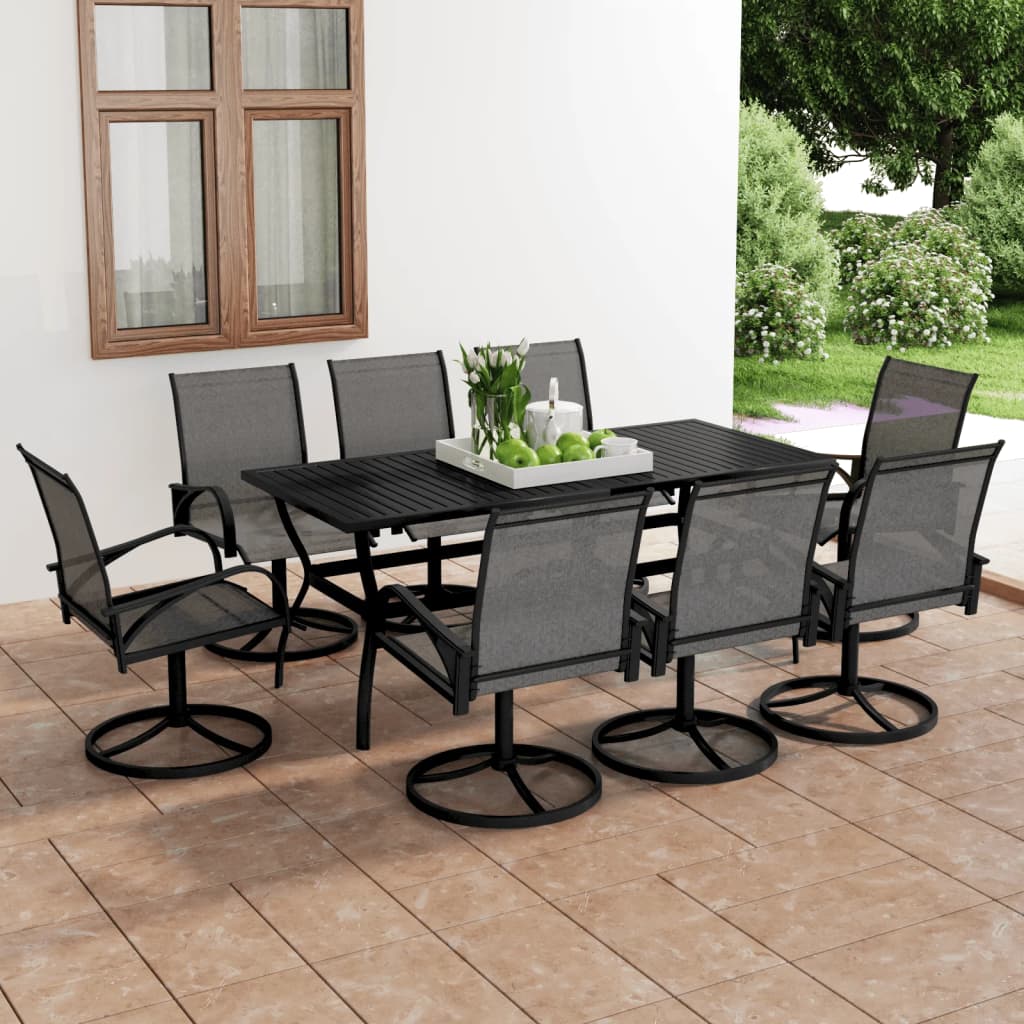 Dining Set | Anthracite, Grey | Textilene, Powder-Coated Steel | Large
