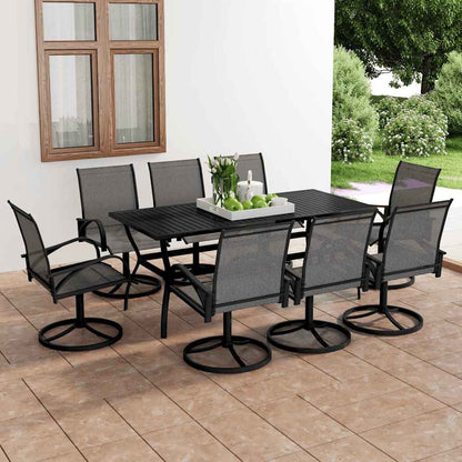 9 Piece Garden Dining Set Textilene and Steel