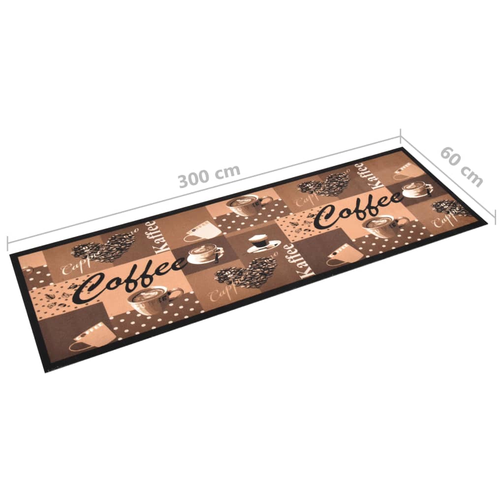 Kitchen Carpet Washable Coffee brown 60x300 cm