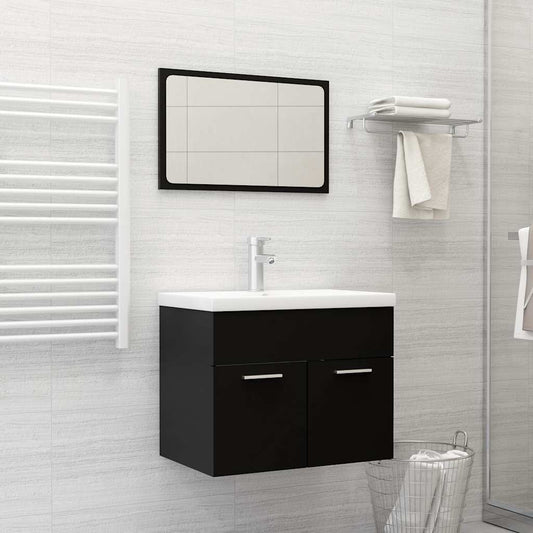 Bathroom Furniture Set | Black | Engineered wood, Acrylic | Standard