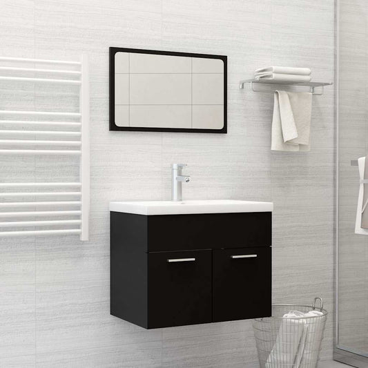 804783 vidaXL 2 Piece Bathroom Furniture Set Black Engineered Wood