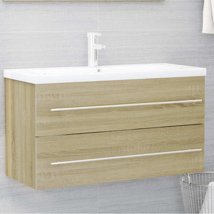 804848 vidaXL 2 Piece Bathroom Furniture Set Sonoma Oak Engineered Wood