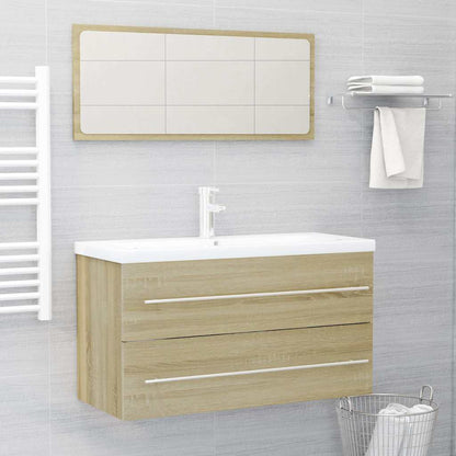 804848 vidaXL 2 Piece Bathroom Furniture Set Sonoma Oak Engineered Wood