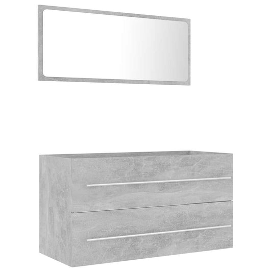 Bathroom Furniture Set | Concrete grey | Engineered wood | Medium