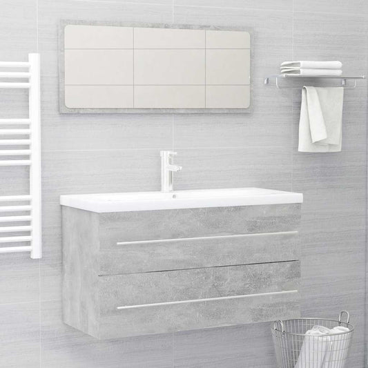 Bathroom Furniture Set | Concrete grey | Engineered wood | Medium