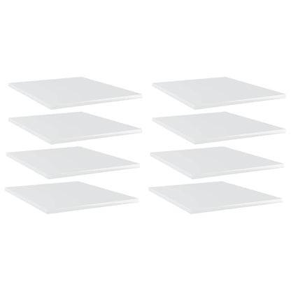 Bookshelf Boards 8 pcs High Gloss White 40x50x1.5 cm Engineered Wood